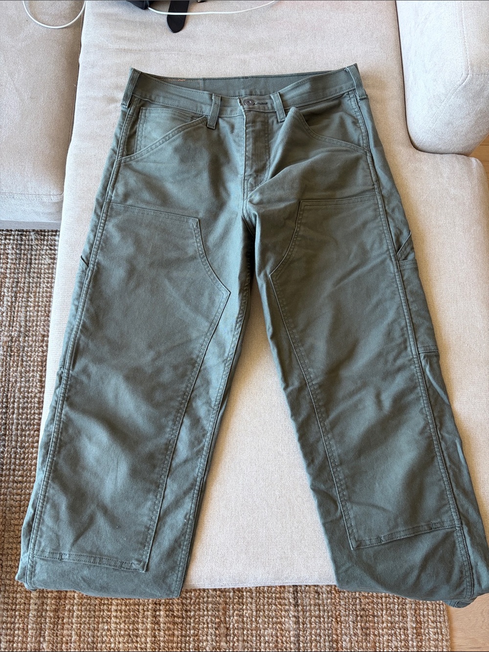 Levi's Olive Cargo Work Pants - Utility Pocket Detail